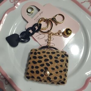 Leopard Print Mini Purse & Heart Keychain